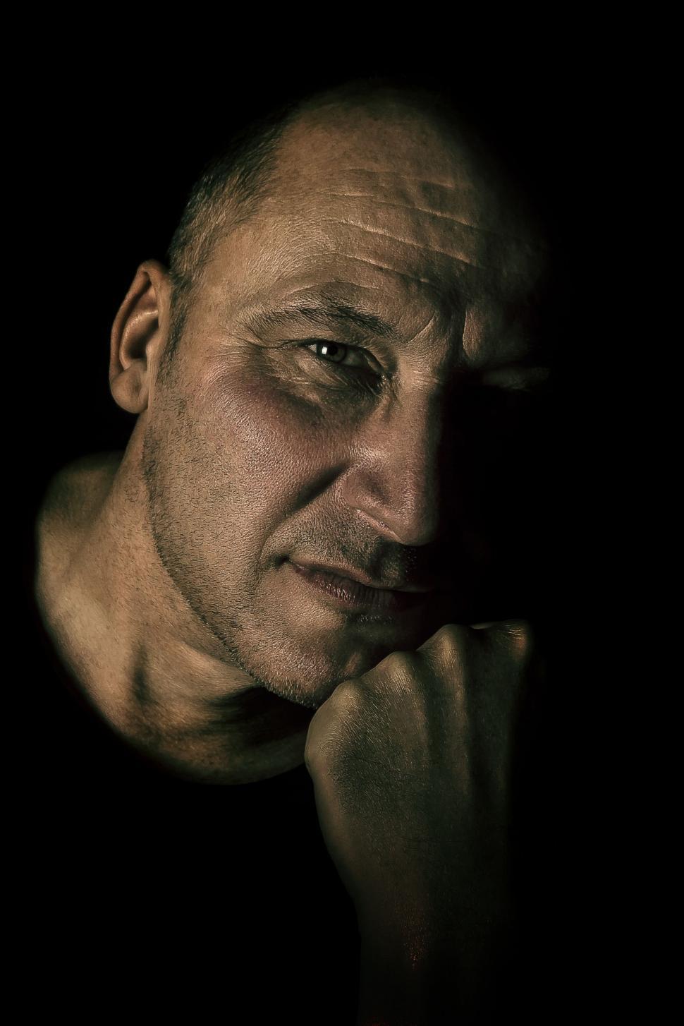 Free Image of Dark View of Middle Aged Man Face  