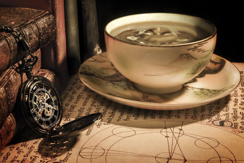 Free Image of Tea and Compass  