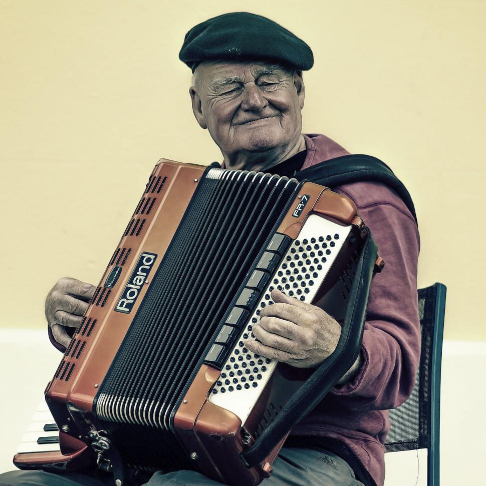 Free Image of Elderly Man with Accordion 