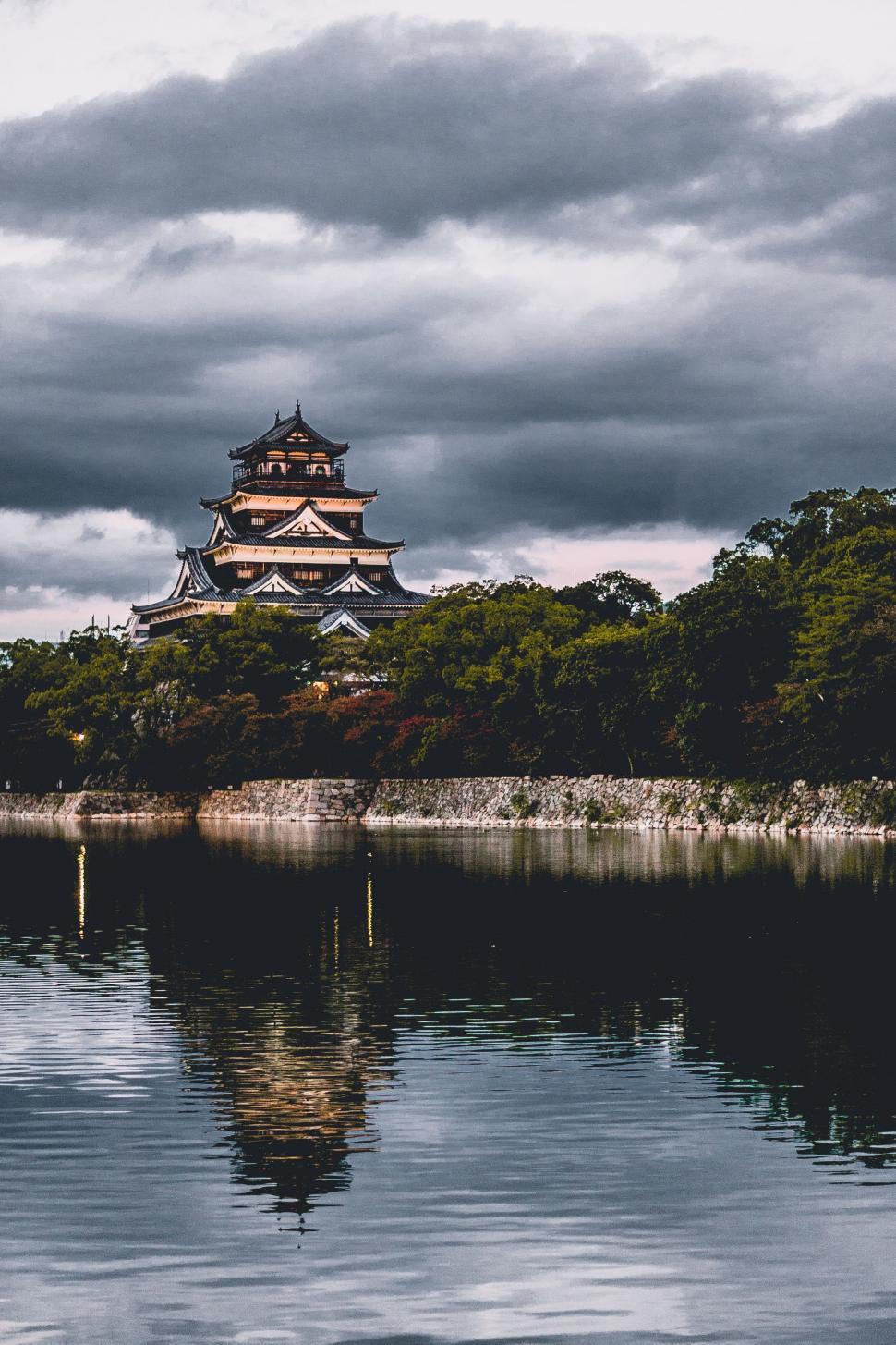 Free Image of Pagoda Temple with Lake  