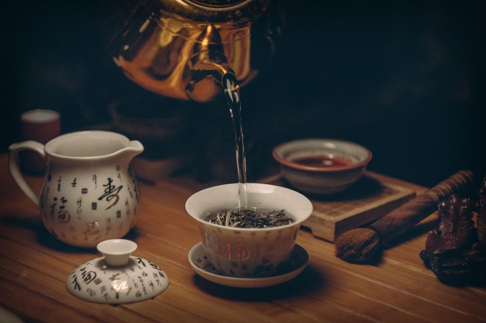 Free Image of Pouring Hot Water in Tea Cup 