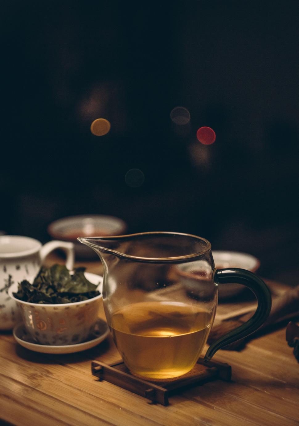Free Image of Hot Green Tea in Glass Pitcher 
