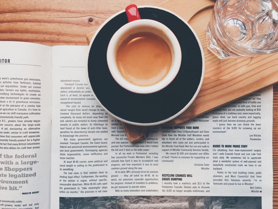 Free Image of Magazine and Coffee 