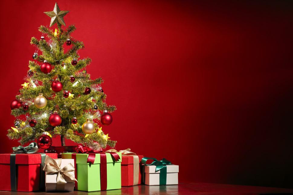Download Free Stock Photo of Christmas Gifts and Tree  