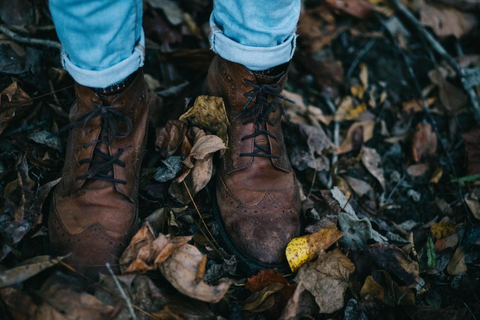 Free Image of Dry Leaves and Boots  