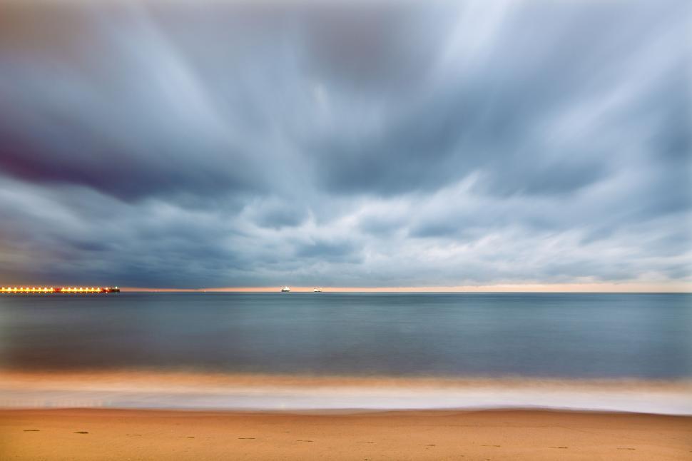 Free Image of Long Exposure Photography - Beach and Clouds  