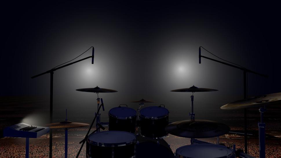 Free Image of Drum Set with Focus Lights  
