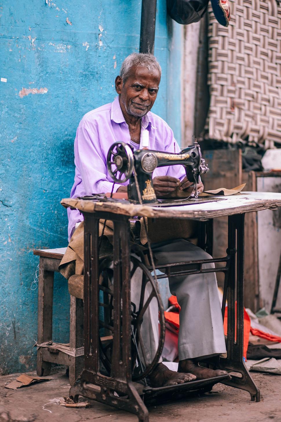 Download Free Stock Photo of Old Indian Tailor 