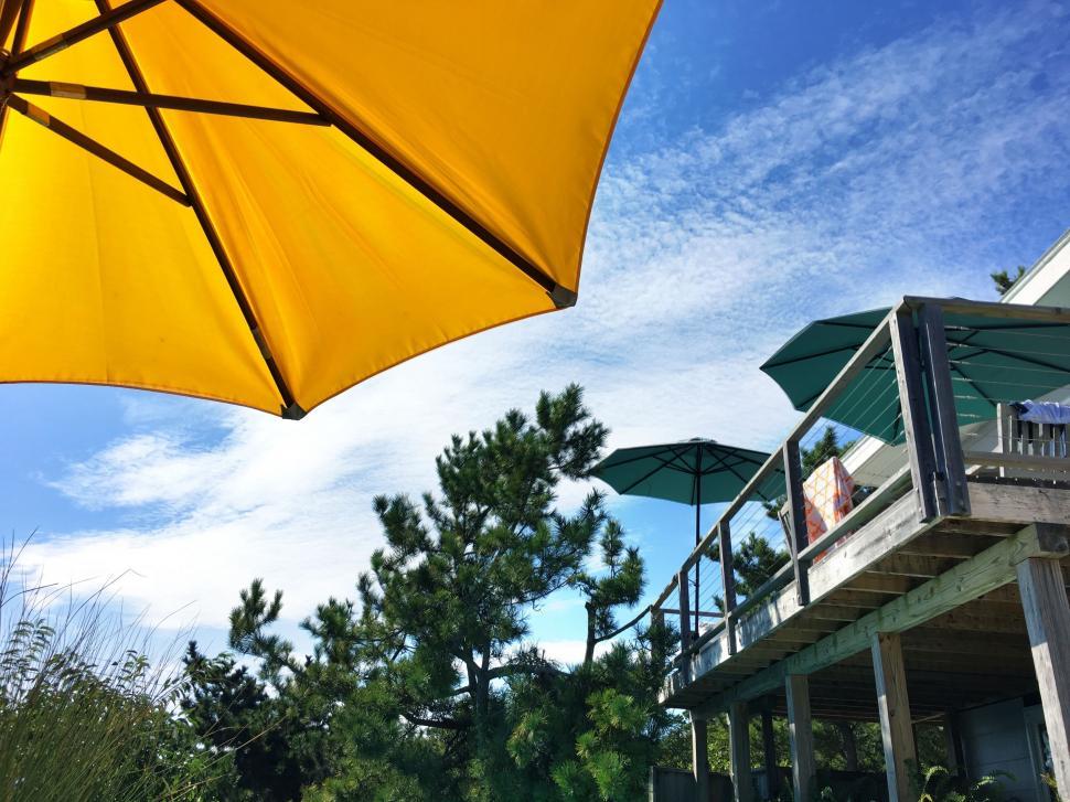Free Image of Patio umbrellas at resort  