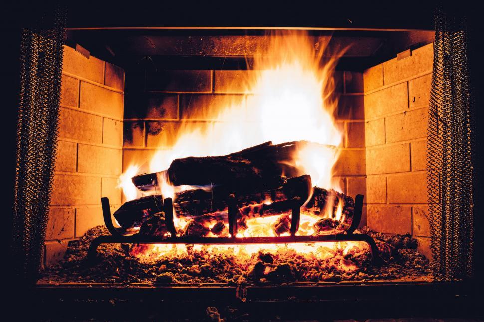 Free Image of Burning wood in fireplace 