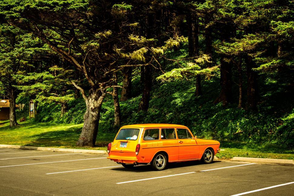Free Image of Vintage Car with trees  