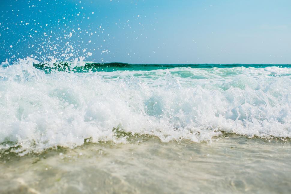 Free Image of Ocean with Foamy Waves  
