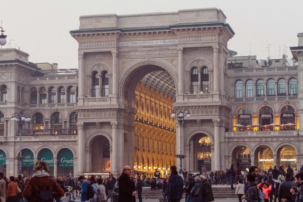Free Image of People outside Galleria Vittorio Emanuele II - Milan, Italy 