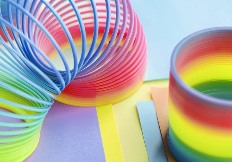 Free Image of Close up of colorful slinky 
