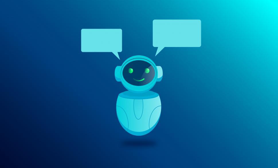 Free Image of Simple Robot - Personal Assistant - Chatbot - With Speech Balloo 