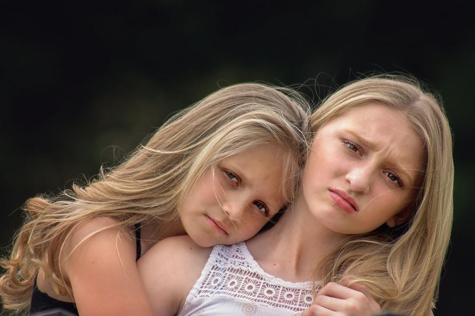 Free Image of Two Young Sisters - looking at camera  
