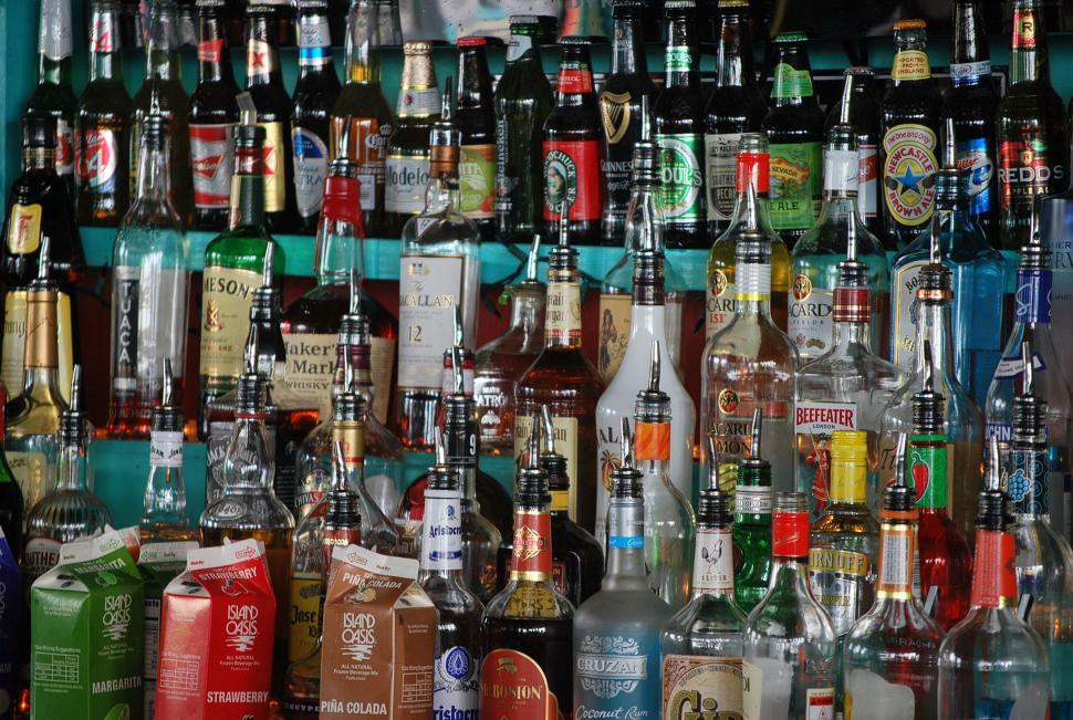 Free Image of Bottles in Bar  