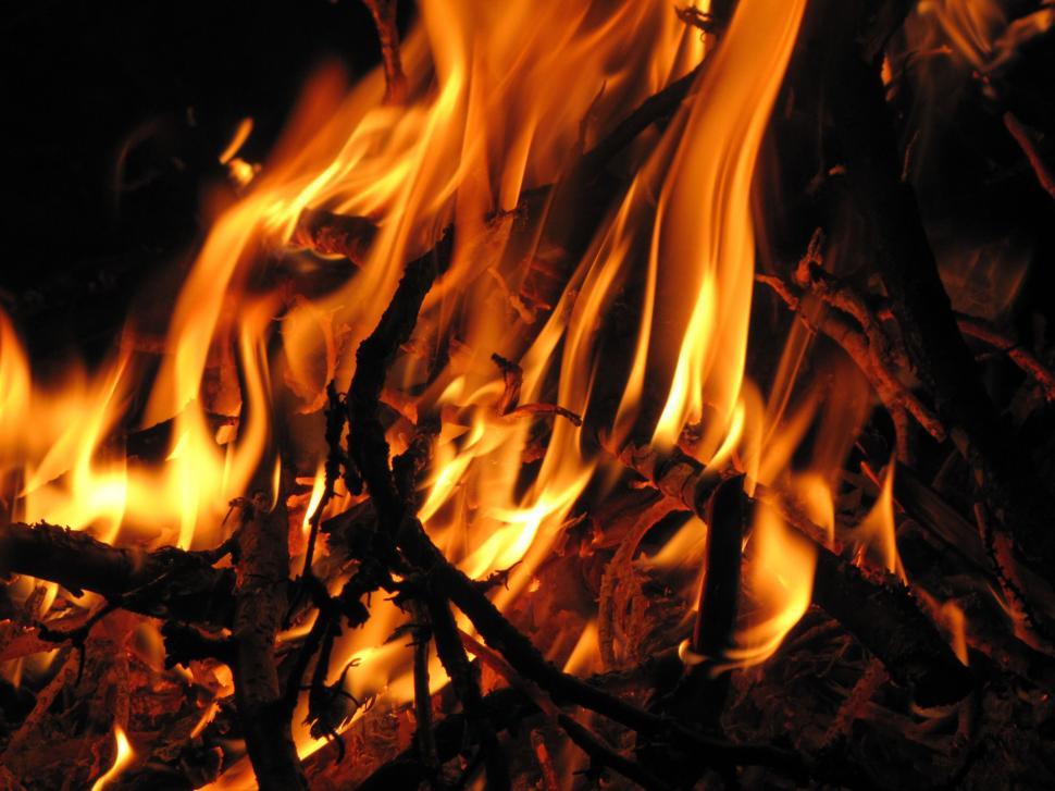 Free Image of Campfire with flames  
