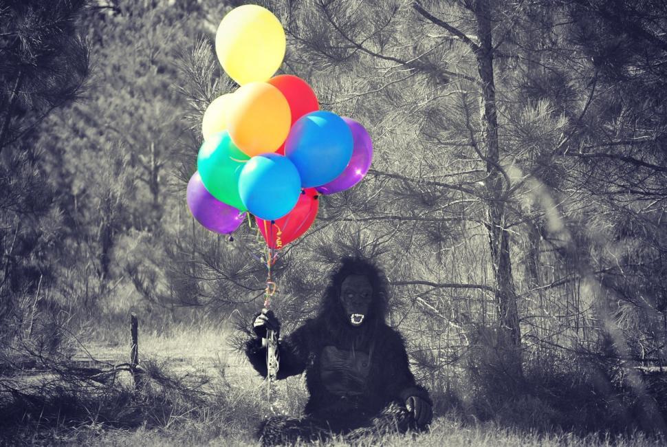 Free Image of Balloons and Halloween Ape 