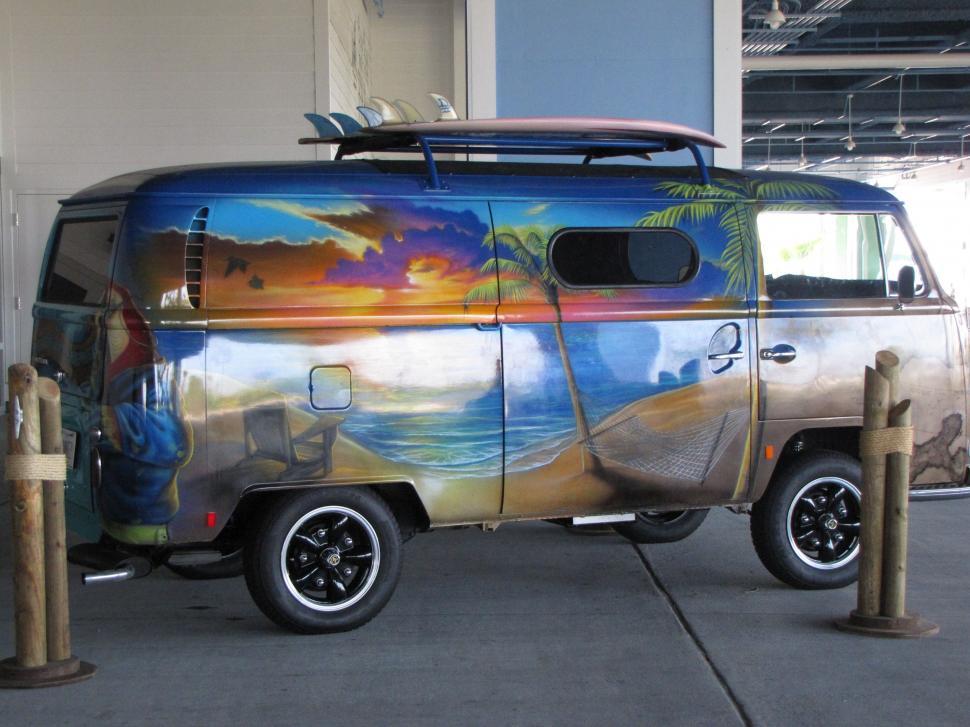 Free Image of Beach Painting on VW Car  