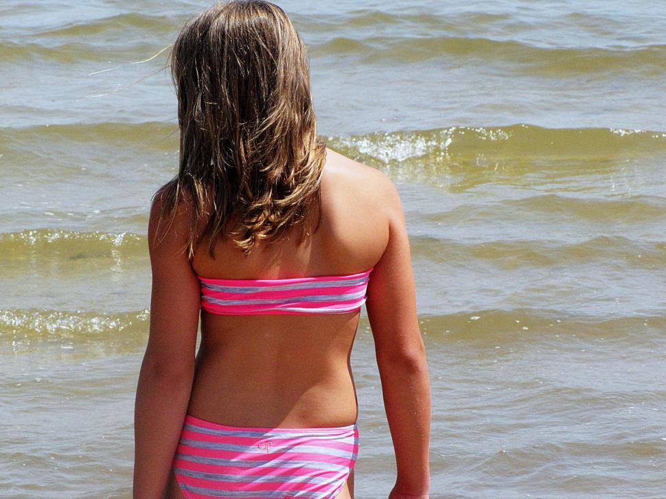 Free Image of Back View of Teenage Girl in Bikini 