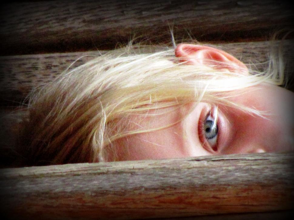 Free Image of Girl Eye and Wooden Plank - Looking at camera  