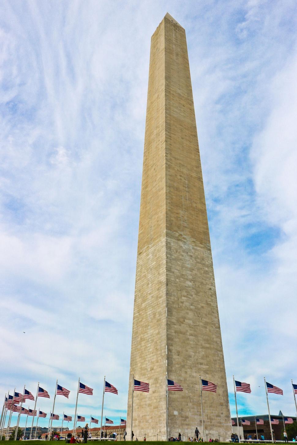 Free Image of Washington Monument Tower with US Flags 
