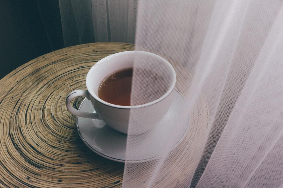 Free Image of Peppermint Tea And White Curtain  