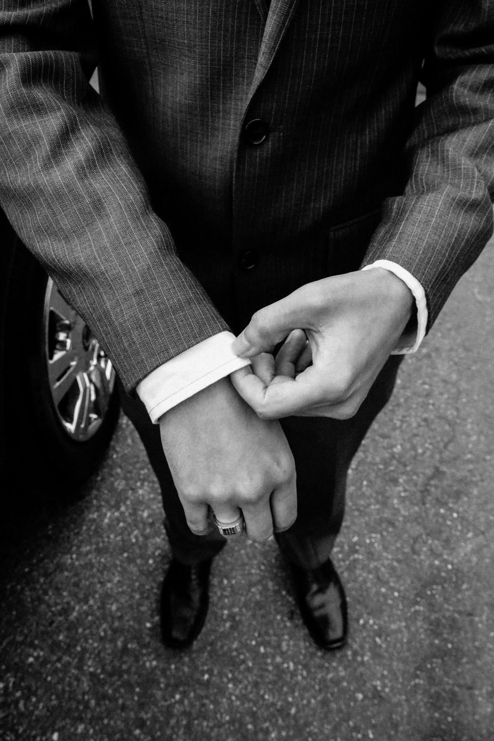 Free Image of Unrecognizable Man in Suit and Trousers - B&W 