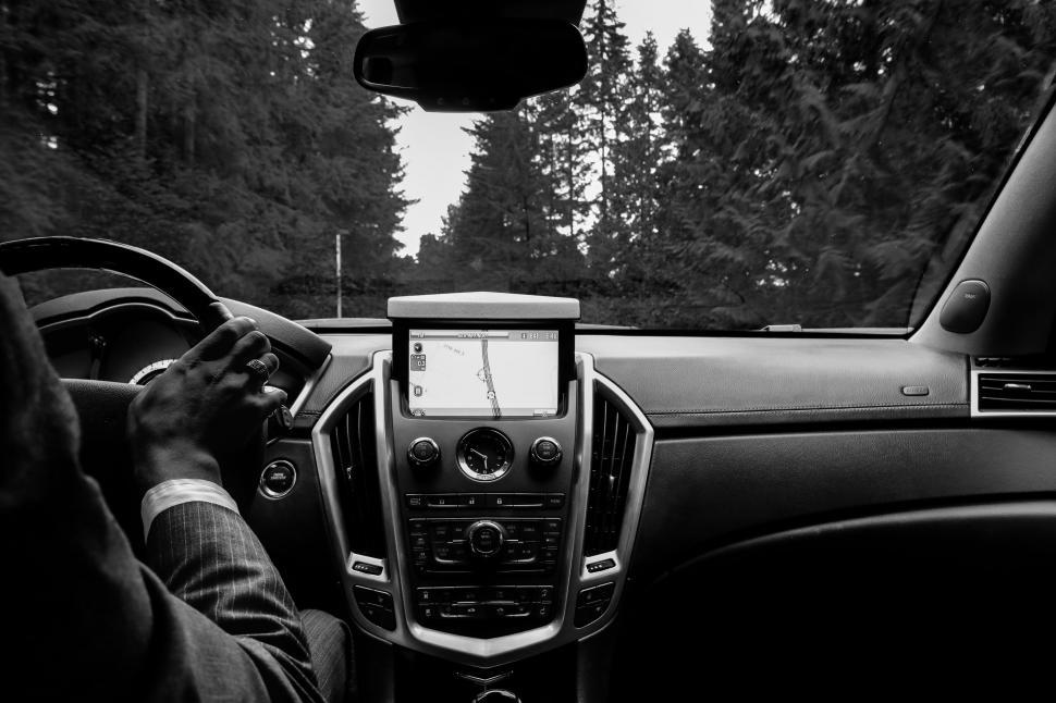 Download Free Stock Photo of Unrecognizable Man Driving Car - B&W 