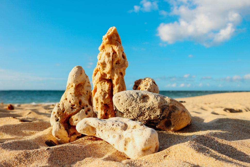 Free Image of Beach Sand and Rocks 