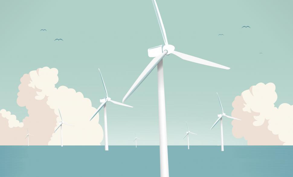 Free Image of Wind Farm at Sea - Green Energy 