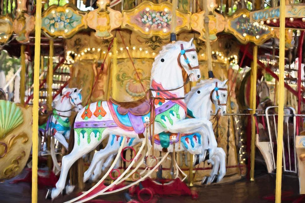 Free Image of Carousel Horses  