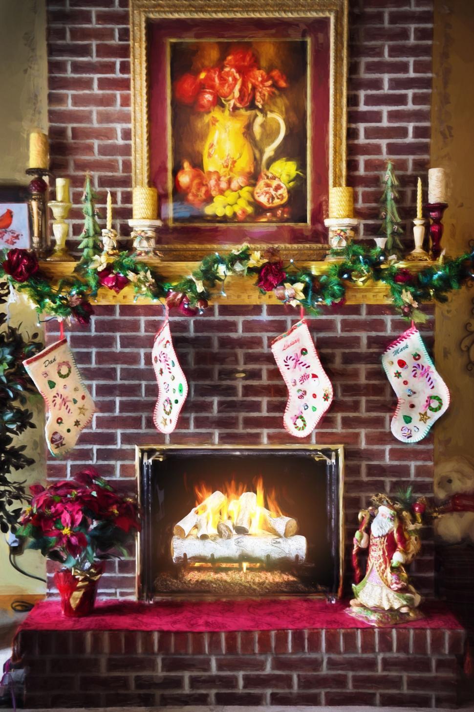 Free Image of Christmas Fireplace 