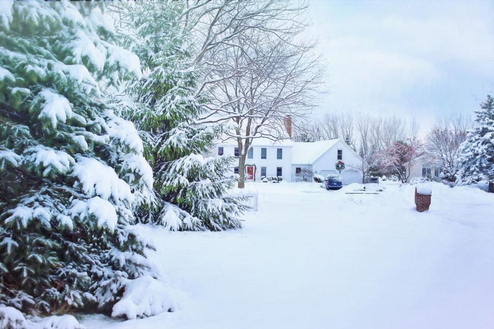 Free Image of Countryside Houses in Snow 