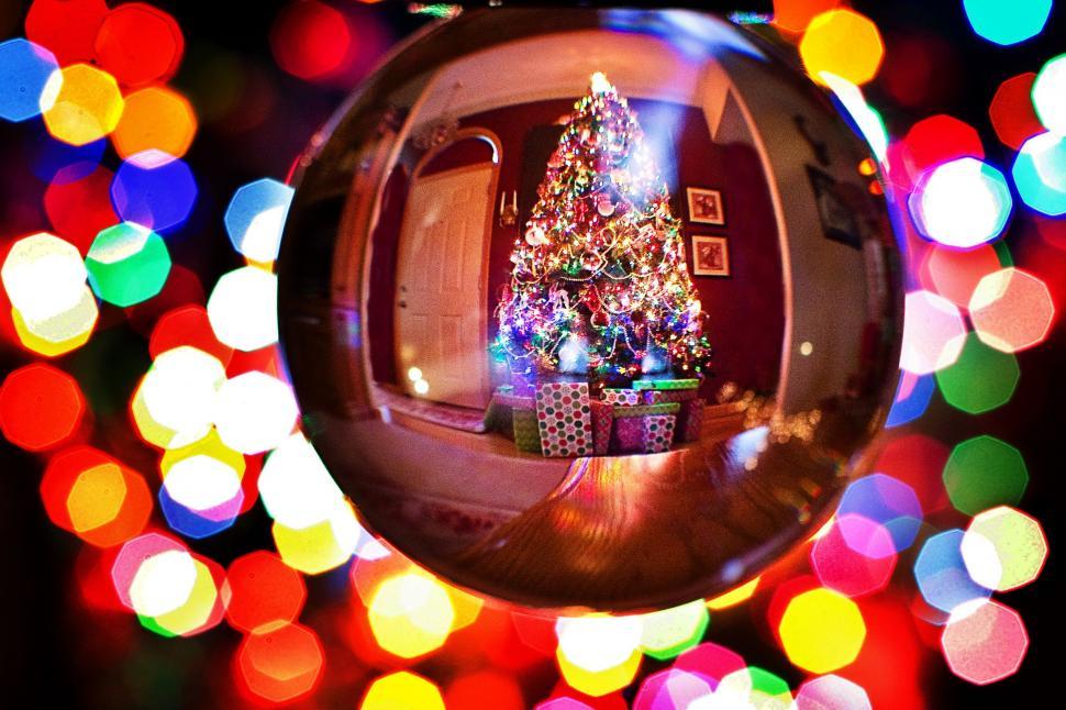 Download Free Stock Photo of Crystal Ball and Christmas Lights 