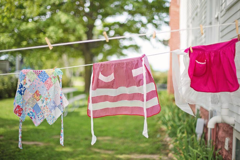 Free Image of Laundry hanging on the clothesline 