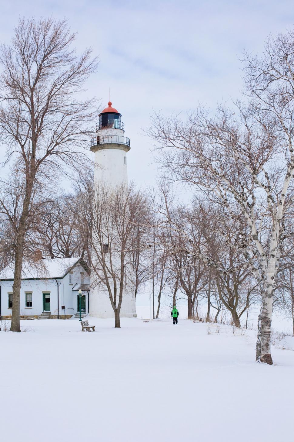 Free Image of Lighthouse and Snow  