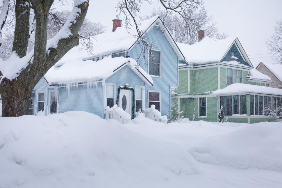 Free Image of Houses in Snowfall  