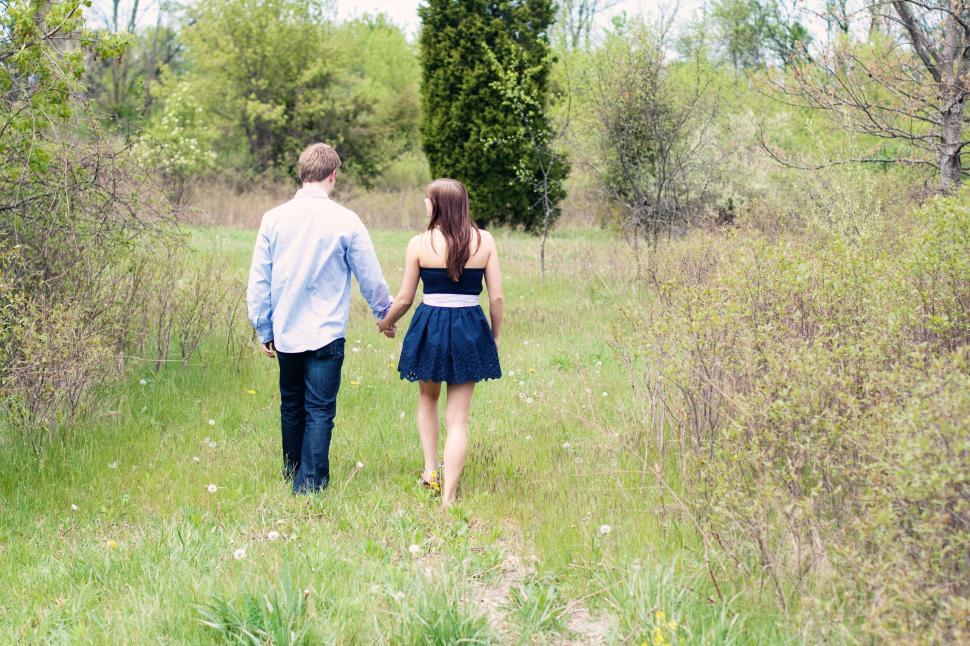 Free Image of Back View of Couple in the meadow  