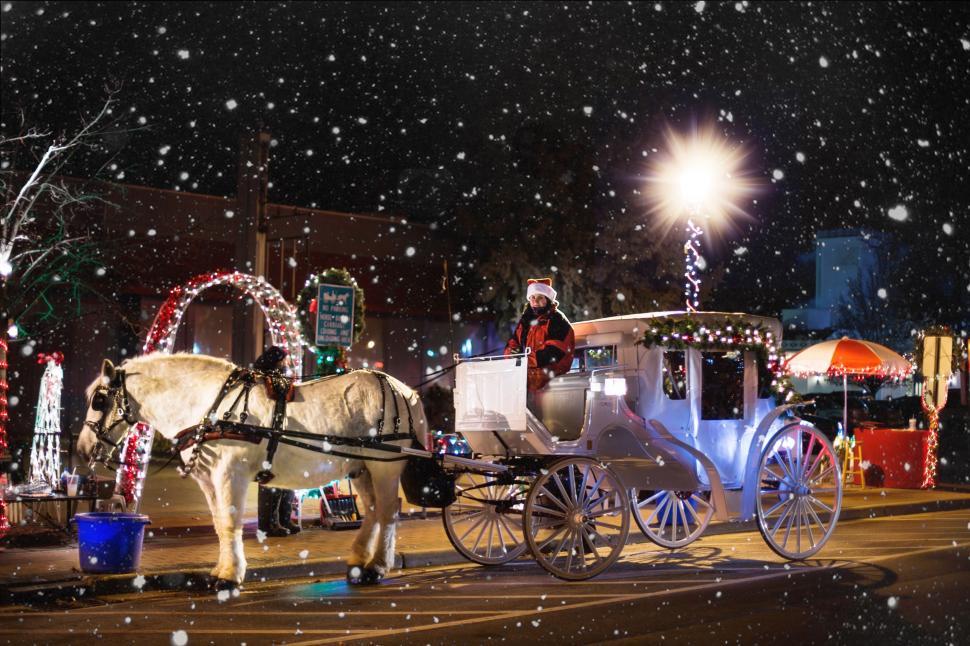 Free Image of Christmas horse carriage 
