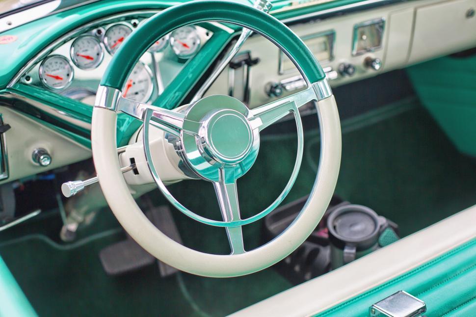 Free Image of Steering Wheel of Retro Car  