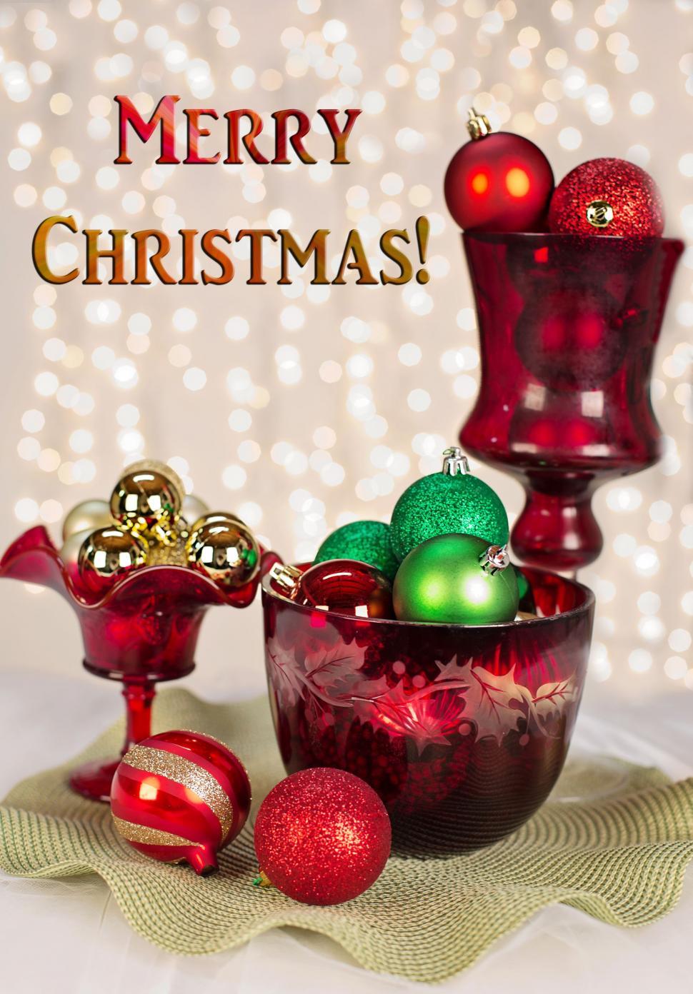 Free Image of Christmas Ornaments and Bokeh Lights  