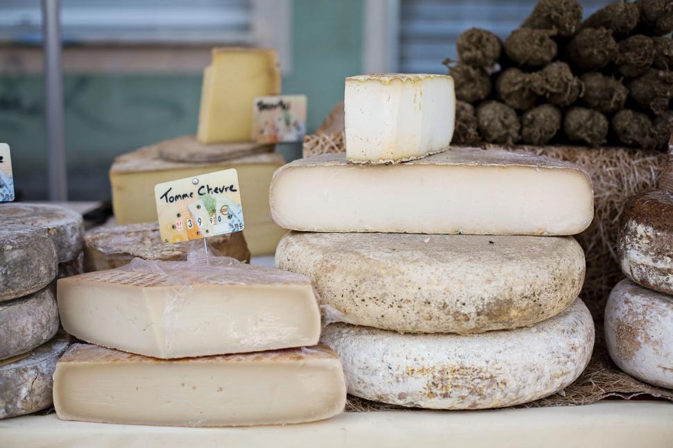 Free Image of Stack of cheeses 