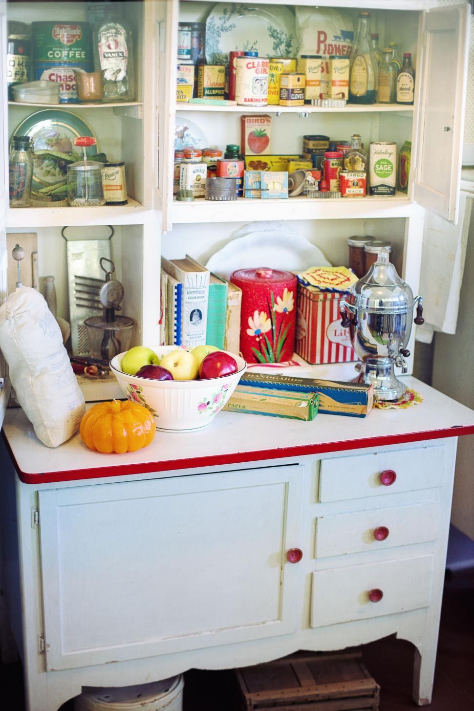 Free Image of Kitchen cupboard with cooking ingredients  