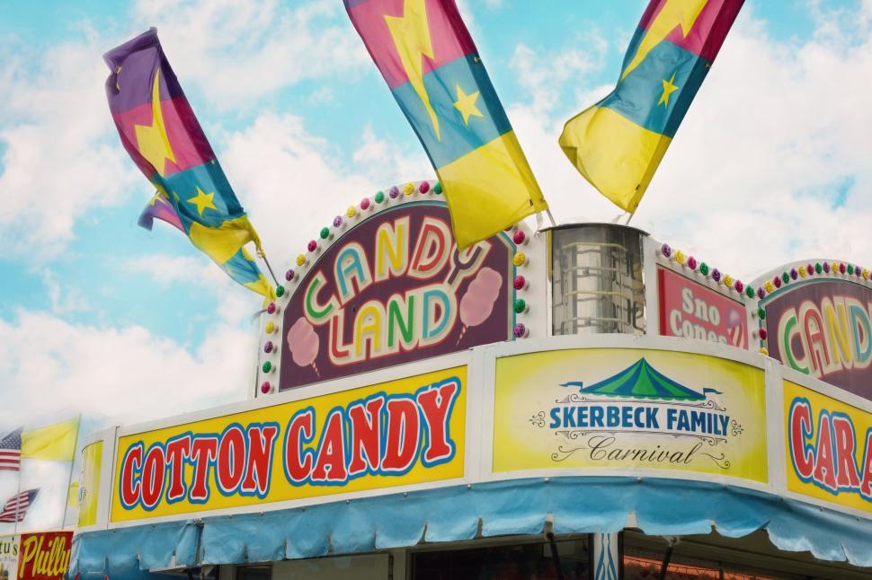 Free Image of Cotton Candy Stand and Blue Sky  