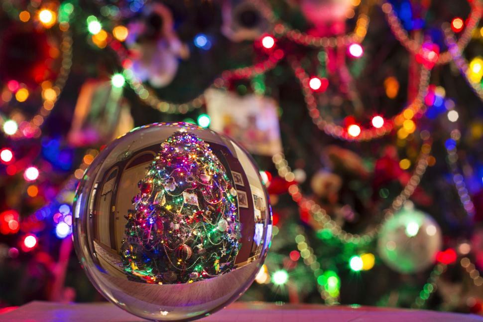 Download Free Stock Photo of Christmas Ball with colorful lights 