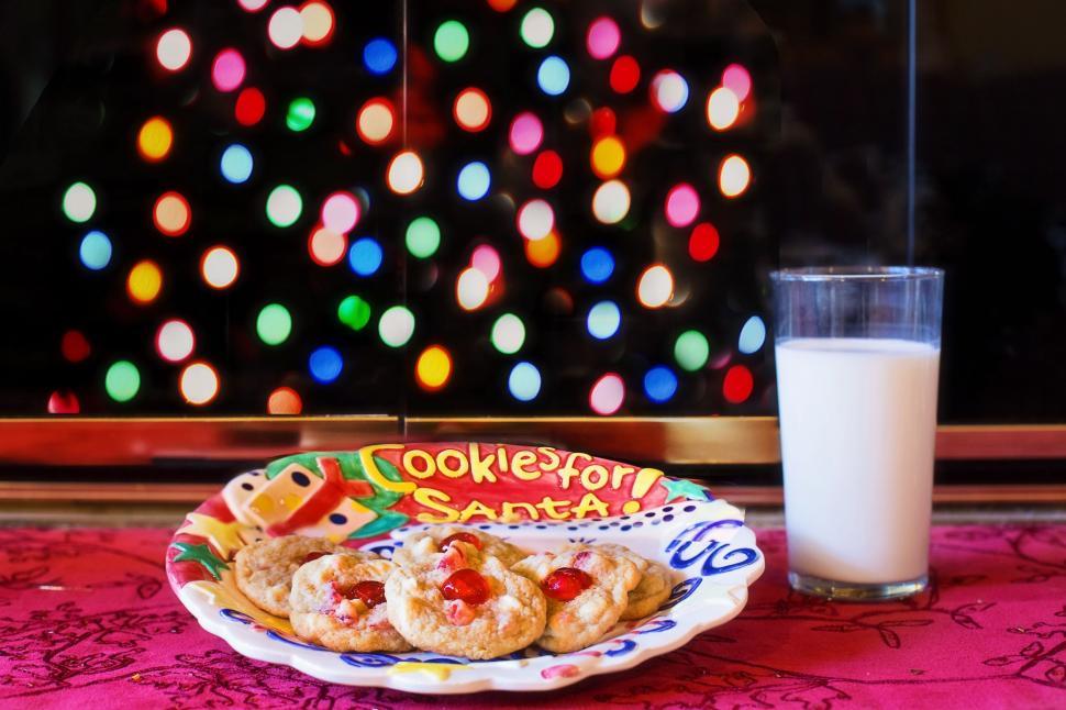 Free Image of Cookies and Milk for Santa 