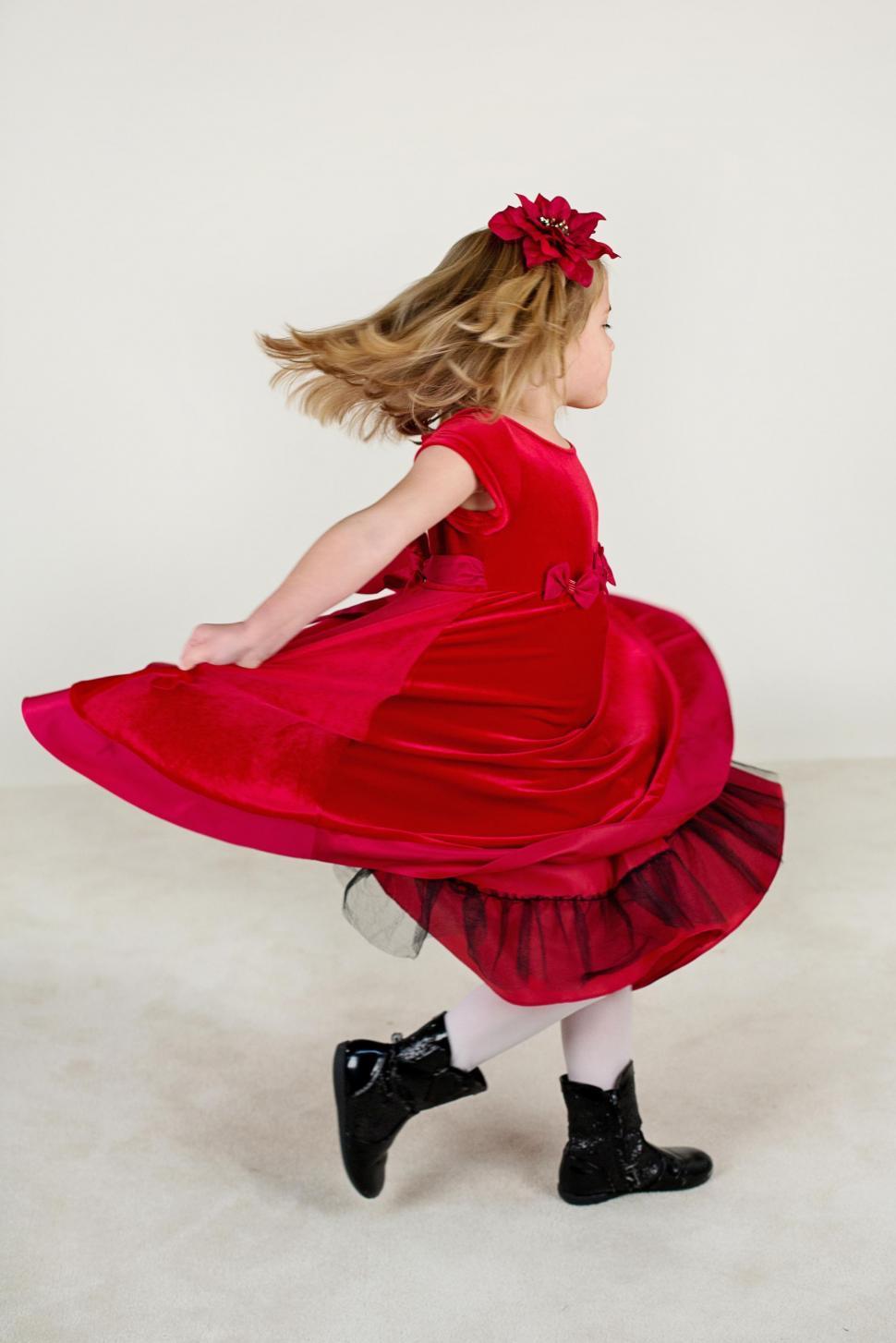 Free Image of Little Girl in Red Dress  