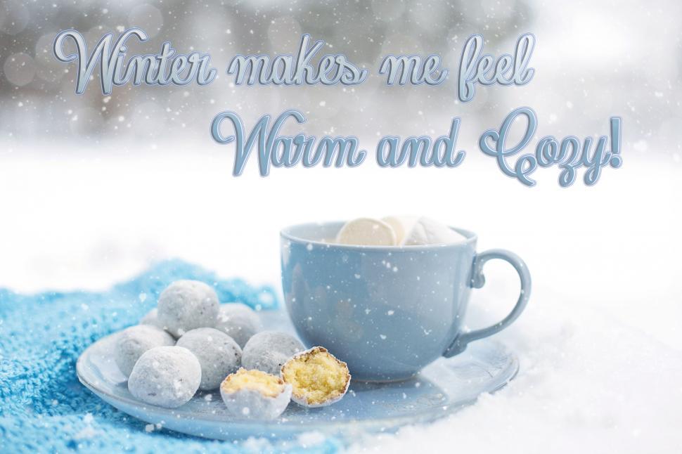 Free Image of Doughnut holes and Coffee - Winter Makes Me Feel Warm and Cozy  